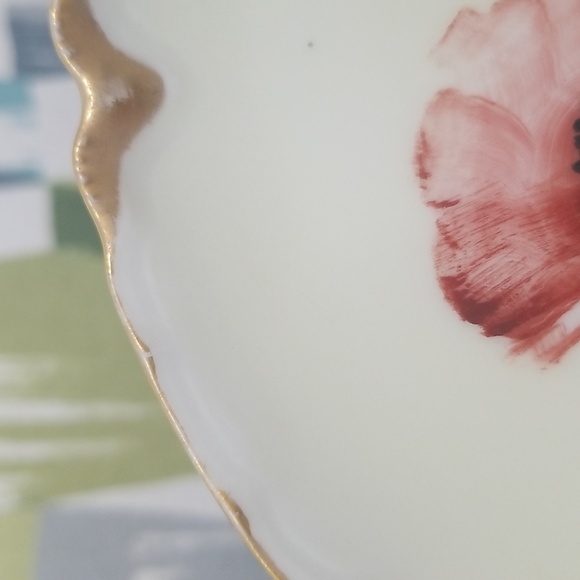 Vtg Haviland France Cottage Core Scallop Edge Red Poppies Decorative Plate - Picture 14 of 15